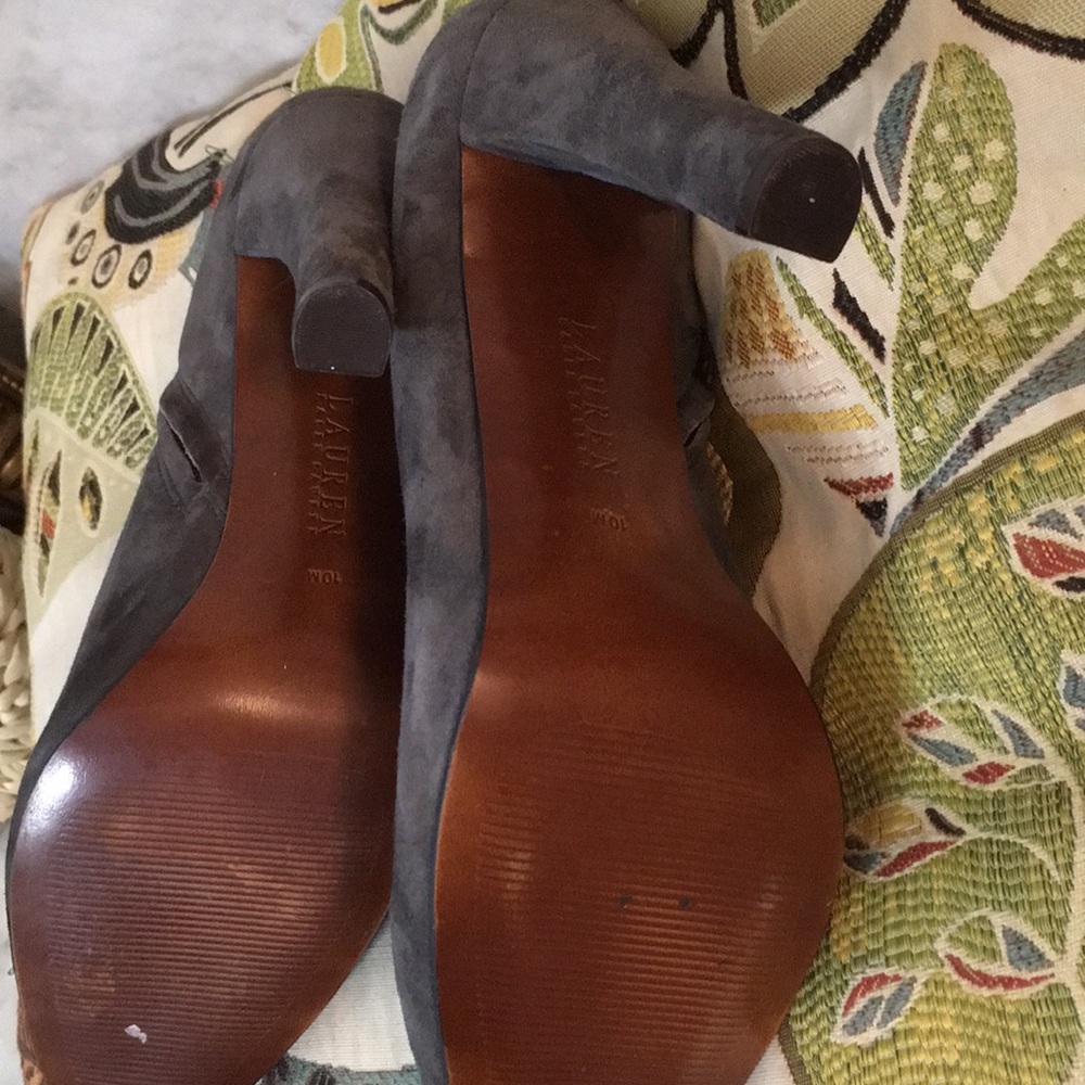 New Lauren Ralph Lauren Grey Suede Heeled Boots 10 - Picture 4 of 8